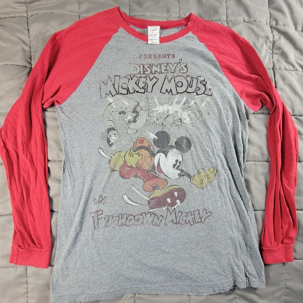 Disney Mens 2XL Shirt Long Sleeve Mickey Mouse In Touchdown Mickey Comfort